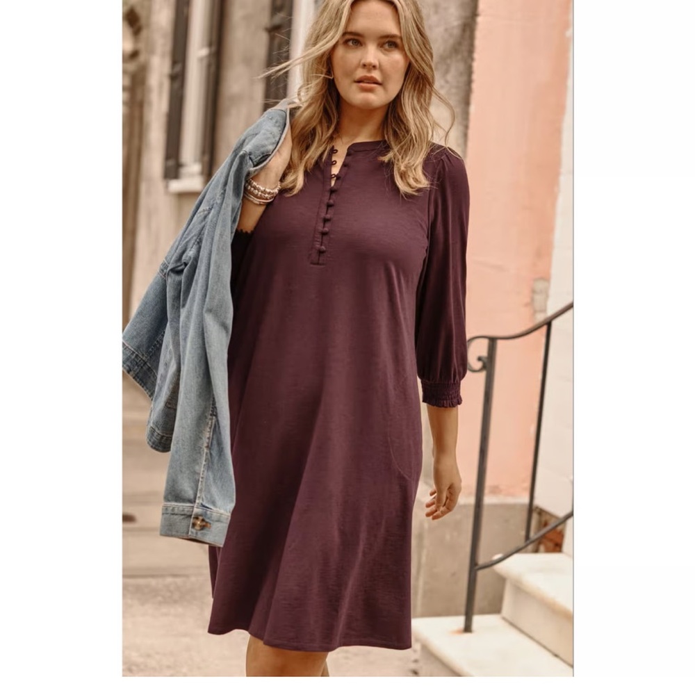 J. Jill Rich Plum Long Sleeve Dress -worn a few times